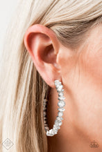 Load image into Gallery viewer, Can I Have Your Attention? - White hoop earrings NEW RELEASE
