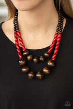 Load image into Gallery viewer, Cancun Cast Away - Red Wooden Necklace - NEW RELEASE
