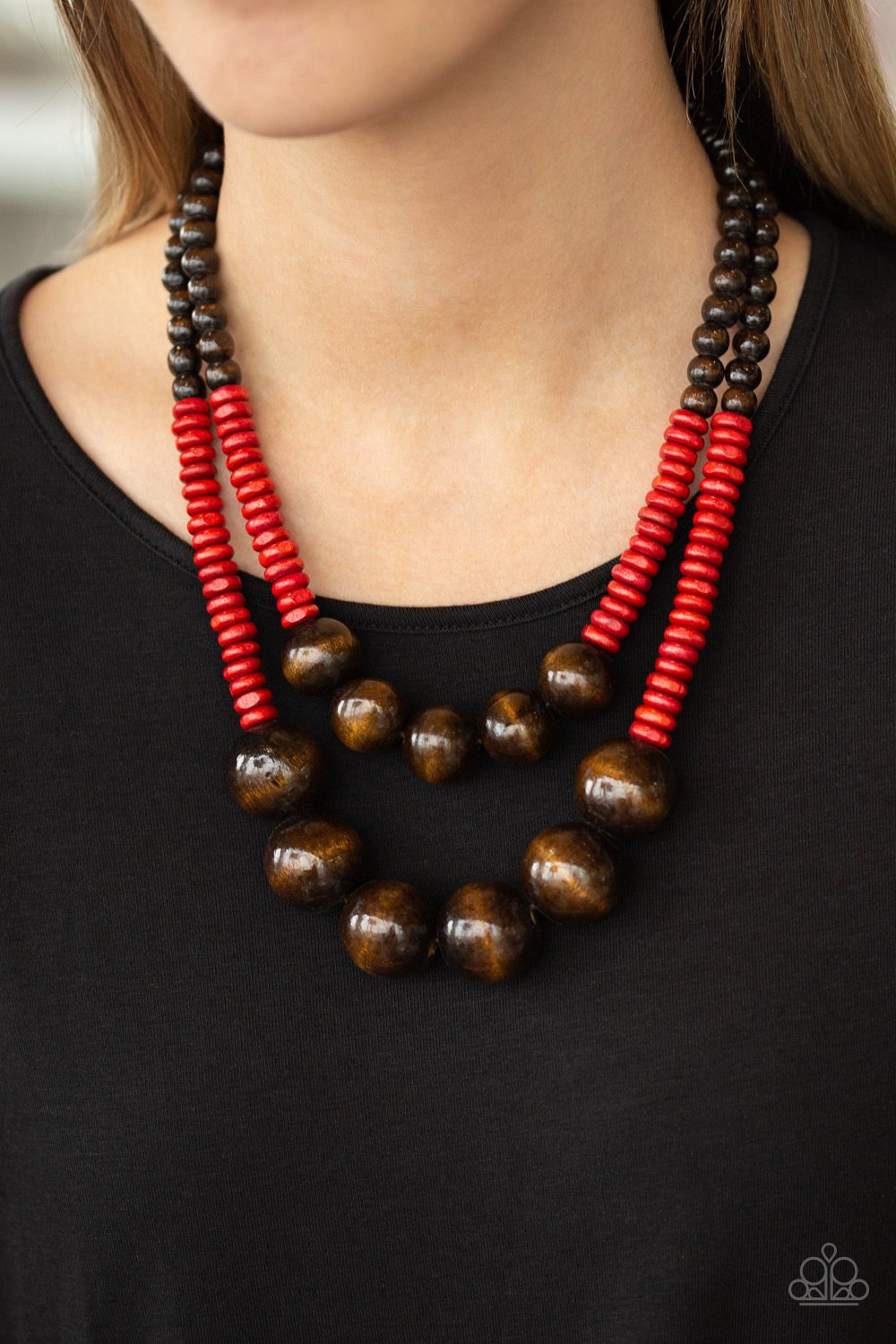 Cancun Cast Away - Red Wooden Necklace - NEW RELEASE