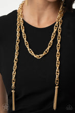 Load image into Gallery viewer, SCARFed for Attention - Gold Necklace - Modeled by Colleen Nicole at convention 2023
