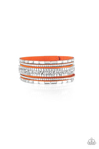 Rebel In Rhinestones - Orange Snap Bracelet - NEW RELEASE