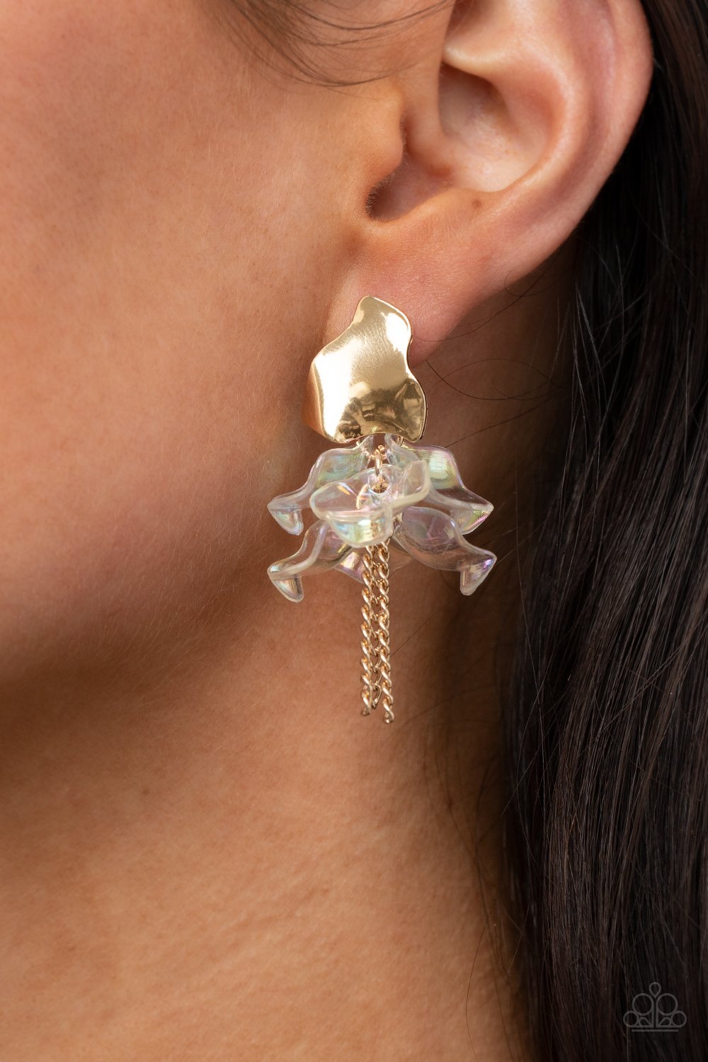 Harmonically Holographic - Gold Iridescent Post Earring - NEW RELEASE