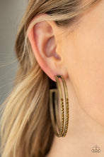 Load image into Gallery viewer, Double The Bling - Brass Hoop Earring - NEW RELEASE

