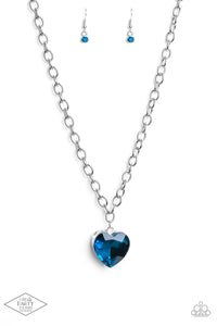 Flirtatiously Flashy - Blue Heart Necklace