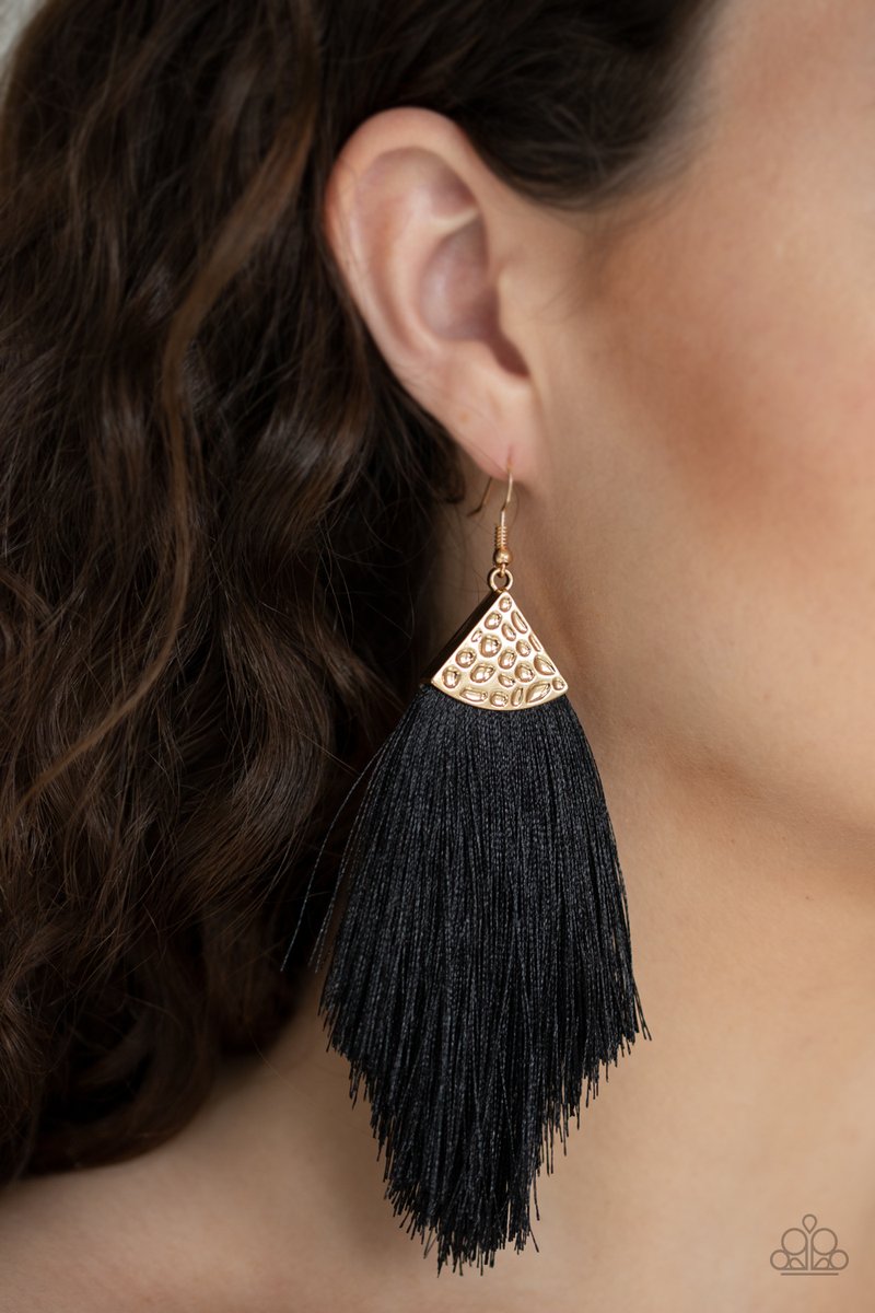 Tassel tempo- gold fringe earring
