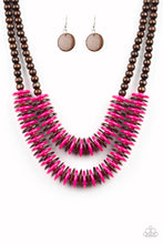 Load image into Gallery viewer, Dominican Disco - Pink Wooden Necklace - NEW RELEASE
