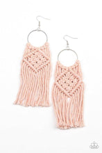 Load image into Gallery viewer, Macrame rainbow- pink fringe earring
