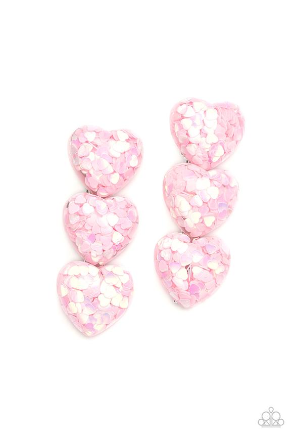 Heart full of confetti- pink hair clip