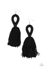 Load image into Gallery viewer, Tassels and Tiaras - Black tassel earring
