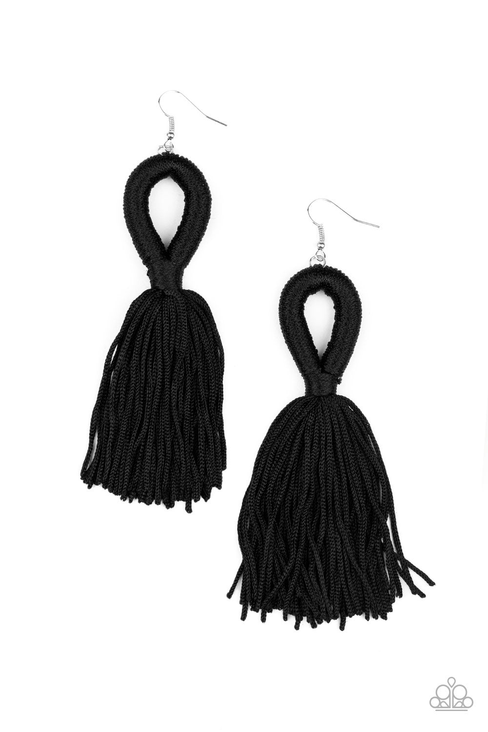 Tassels and Tiaras - Black tassel earring
