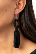 Load image into Gallery viewer, Tassels and Tiaras - Black tassel earring

