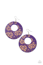 Load image into Gallery viewer, Galapagos Garden Party - Purple Wood Earring
