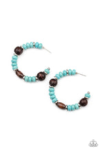 Load image into Gallery viewer, Definitely Down-To-Earth - Blue Wooden Hoop Earring
