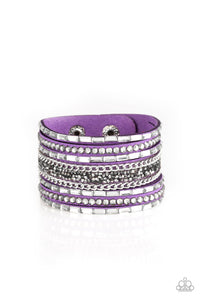 Rhinestone Rumble - Purple Snap Bracelet