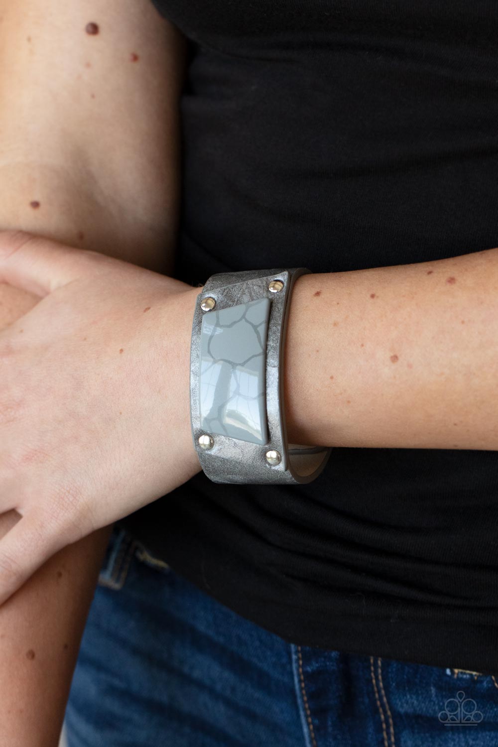 Geo Glamper - Silver Marble Snap Bracelet - NEW RELEASE