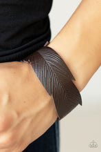 Load image into Gallery viewer, Whimsically Winging It - Brown Leather Feather Snap Bracelet - NEW RELEASE

