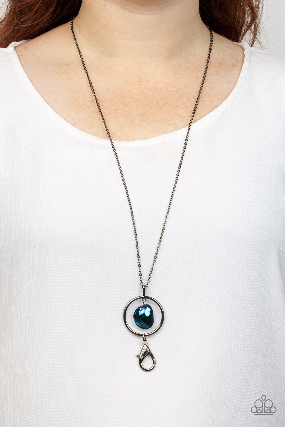 Hands-Down Dazzling - Blue Lanyard Necklace - NEW RELEASE