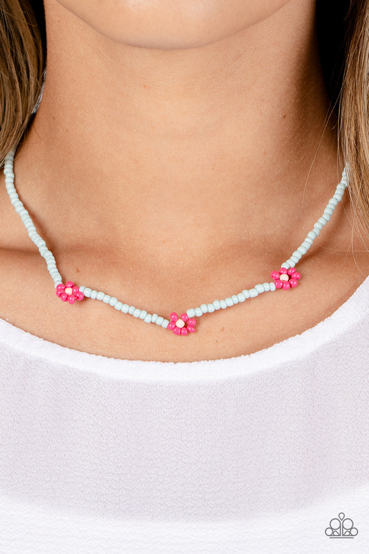 Bewitching Beading - Pink Floral Seed Bead Necklace - NEW RELEASE