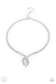Ante up- white choker necklace