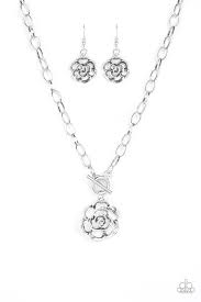 Beautifully in bloom- silver toggle necklace