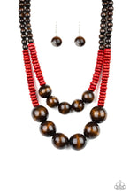 Load image into Gallery viewer, Cancun Cast Away - Red Wooden Necklace - NEW RELEASE
