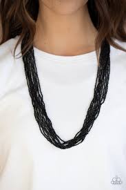 Congo colada- black seedbead necklace
