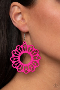 Dominican Daisy - Pink Wood Earring