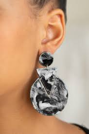 Head under watercolors- black post earring acrylic