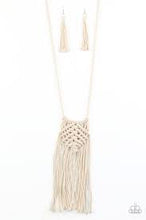 Load image into Gallery viewer, Macrame Mantra- white fringe necklace
