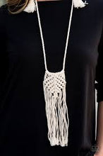Load image into Gallery viewer, Macrame Mantra- white fringe necklace
