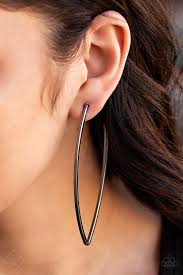 Nothing but trouble- black hoop earring