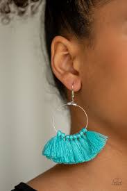 Peruvian princess- blue fringe earring