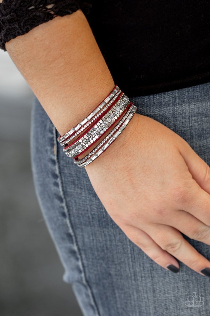 Rebel In Rhinestones - Red Urban Snap Bracelet - NEW RELEASE
