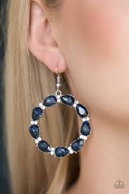 Ring around the rhinestones-blue earring