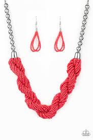 Savannah surfin- orange seedbead necklace