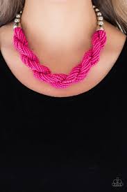 Savannah surfin- pink seedbead necklace