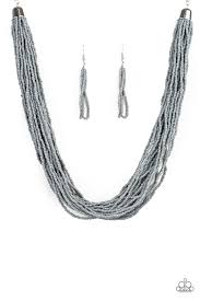 Show must congo on- grey seedbead necklace