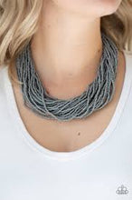 Load image into Gallery viewer, Show must congo on- grey seedbead necklace
