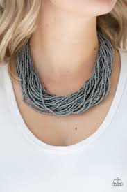 Show must congo on- grey seedbead necklace