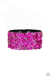 Starry sequins- pink snap bracelet