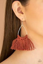 Load image into Gallery viewer, Tassel treat- brown fringe earring
