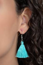 Load image into Gallery viewer, Triple the tassel- blue fringe necklace
