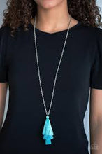 Load image into Gallery viewer, Triple the tassel- blue fringe necklace
