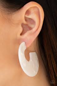 Tropically torrid- white hoop earring acrylic