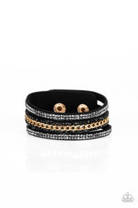Rollin In Rhinestones - Black Snap Bracelet