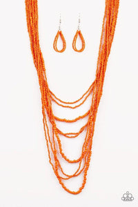 Totally tonga- orange seedbead necklace