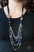 Load image into Gallery viewer, All the trimmings- blue necklace exclusive blockbuster black Diamond
