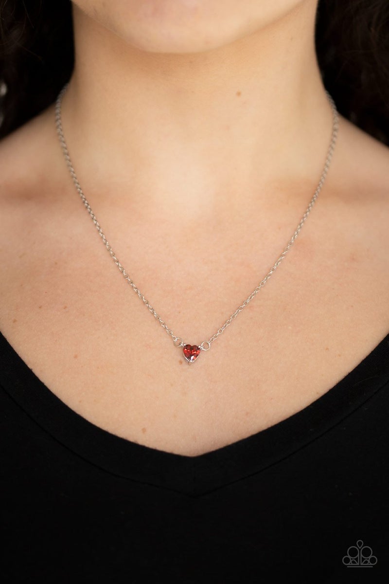 Heartbeat bling- red necklace
