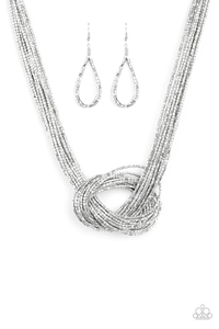 Knotted knockout- silver seedbead necklace