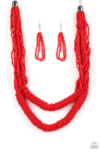 Load image into Gallery viewer, Right as rainforest- red seedbead necklace
